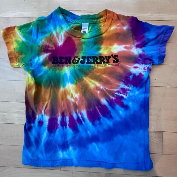 Ben and Jerrys Tie Dye Shirt American Apparel Multicolor Unisex Youth Size 4 - Picture 14 of 14